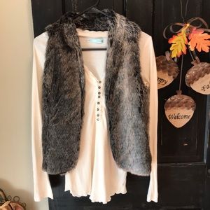 Faux fur vest and thermal top